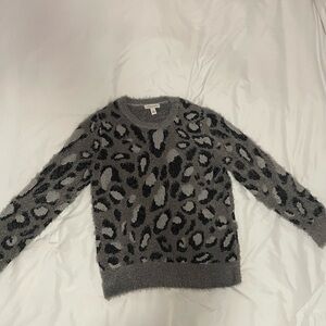 Gray Cheetah Print Comfy Sweater